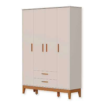 Guarda Roupa Infantil Flip 4 Portas 2 Gavetas Areia Fosco
