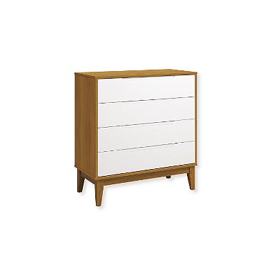 Cômoda Gaveteira Elfe 4 Gavetas Branco Fosco/ Savana