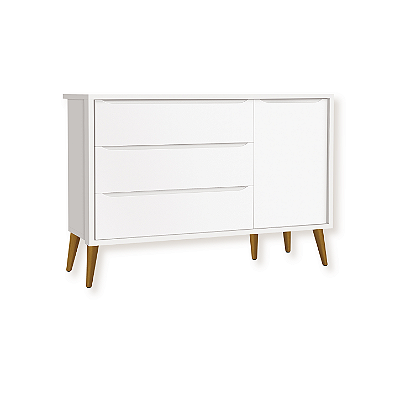 Cômoda Infantil Theo 1 Porta 3 Gavetas Branco Fosco