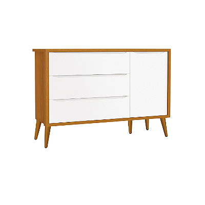 Cômoda Infantil Theo 1 Porta 3 Gavetas Branco Fosco/Savana