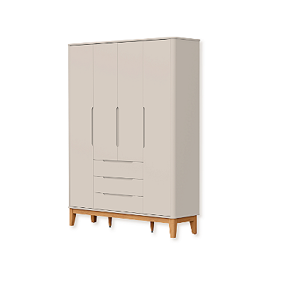Guarda Roupa Infantil Boom 4 Portas 3 Gavetas Areia Fosco