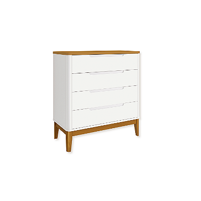 Cômoda Infantil Boom 4 Gavetas Branco Fosco/Savana