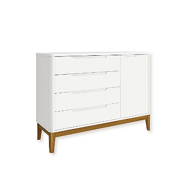 Cômoda Infantil Boom 1 Porta 4 Gavetas Branco Fosco