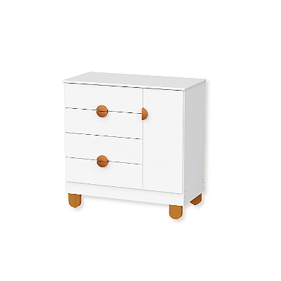 Cômoda Infantil Apolo 1 Porta 4 gavetas Branco Fosco