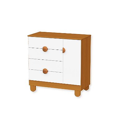 Cômoda Infantil Apolo 1 Porta 4 gavetas Branco Fosco Savana