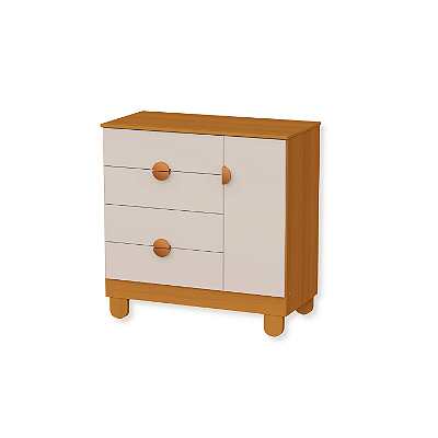Cômoda Infantil Apolo 1 Porta 4 gavetas Areia Fosco Savana