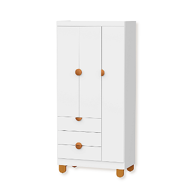 Guarda Roupa Infantil 3 Portas 3 Gavetas Apolo Branco Fosco