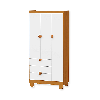 Guarda Roupa Infantil 3 Portas 3 Gavetas Apolo Branco Fosco Savana