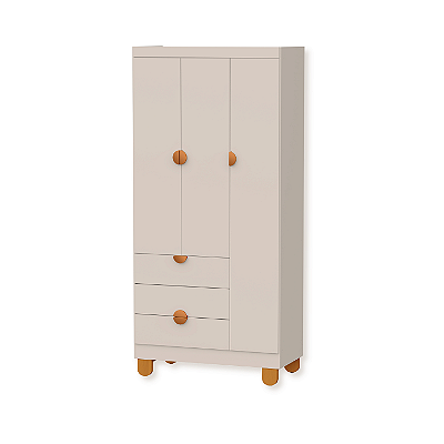 Guarda Roupa Infantil 3 Portas 3 Gavetas Apolo Areia Fosco