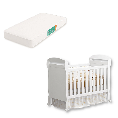 Berço Americano Mini Cama Branco Fosco Danny + Colchão