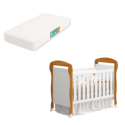 Berço Americano Mini Cama Branco Fosco Savana Danny + Colchão
