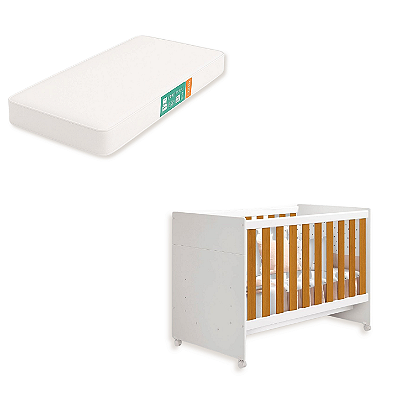 Berço Americano Katatau Flex Branco Savana + Colchão