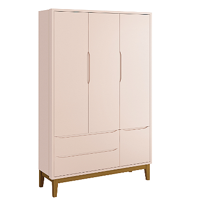 Guarda Roupa Infantil 3 Portas e 2 Gavetas Rosa Classic
