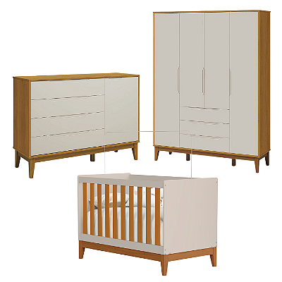 Quarto De Bebê Completo Classic Elfe Areia Savana