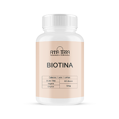 Biotina 5mg - Cabelos, pele e unhas - 60 doses