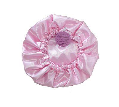Touca Cetim Rosa Bebê Anti Frizz Ajustável