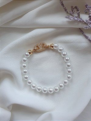 Pulseira pérolas dourada