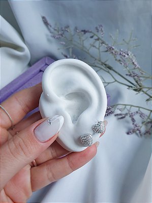 Duplinha coração cravejado