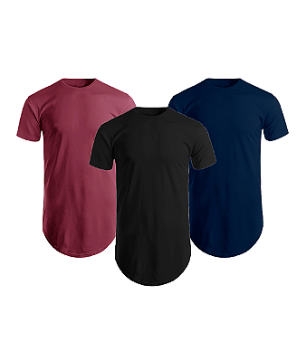 Kit Com 3 Camisetas Camisas Masculinas Long Line Oversize