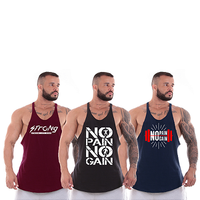 Kit 3 Camisa Estampada Camiseta Regata Masculina Super Cavada Treino Machão Musculação Para Academia