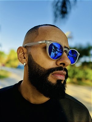Óculos de Sol Miami Esportivo  - Cinza c/ Azul Espelhado