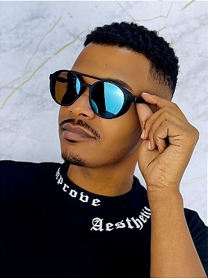 Óculos de Sol Dubai Redondo - PRETO/AZUL