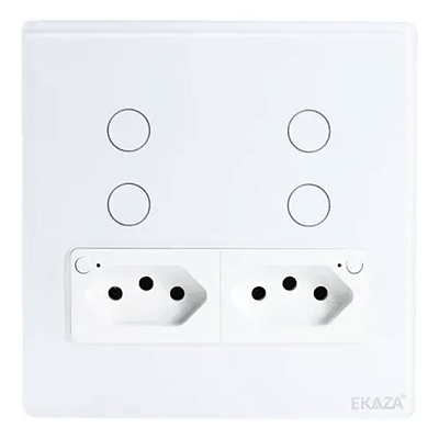 Interruptor Wi-Fi Inteligente 4 Botões e 2 Tomadas Ekaza