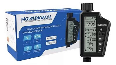 Válvula Irrigação Inteligente Visor LCD Wi-Fi NovaDigital