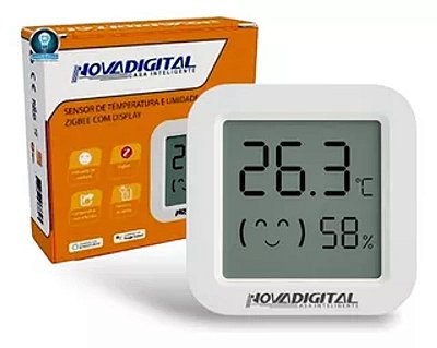 Sensor Temperatura e Umidade Zigbee display LCD NovaDigital