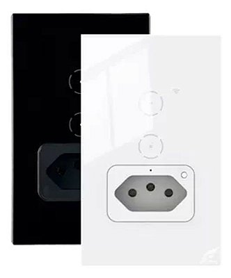 Interruptor Wi-Fi Inteligente 2 Botões 1 Tomada Branco JWCOM