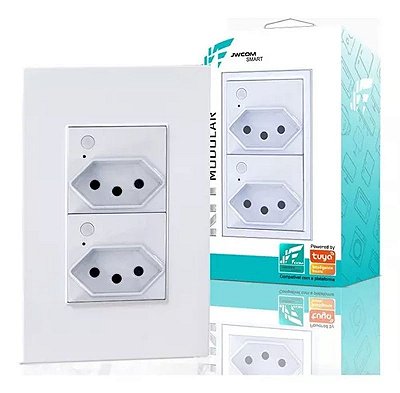 Tomada Inteligente de Embutir Dupla JWCOM Alexa Tuya 16A
