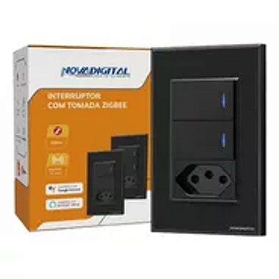 Interruptor Zigbee 1 Tecla Física Tomada NovaDigital Preto - Controle Manual, 20A