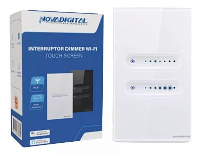 Interruptor Smart Dimmer Touch 2 Canais Wi-Fi NovaDigital Branco
