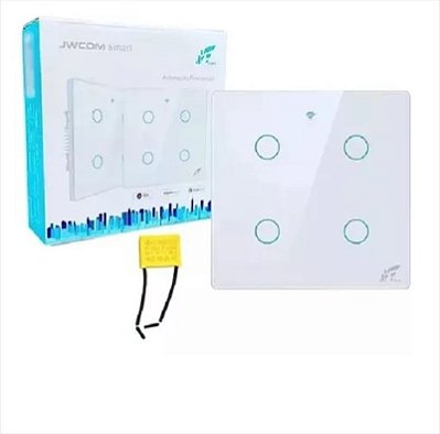 Interruptor Touch Inteligente Wi-fi e RF  JWCOM 4 Botões 4x4