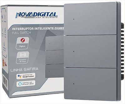Interruptor Inteligente NovaDigital 3 Teclas Físicas Zigbee
