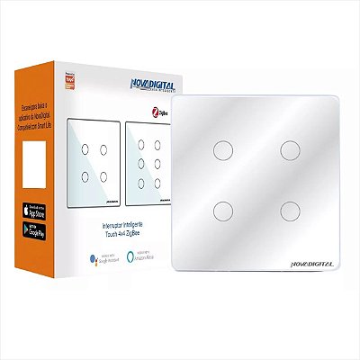 Interruptor Inteligente Zigbee NovaDigital 4x4 de 4 Botões Branco