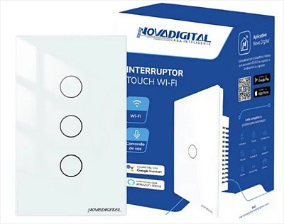 Interruptor Touch 3 Botões Wi-Fi Novadigital 4x2 Branco