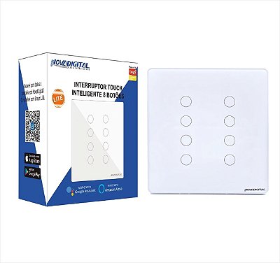 Interruptor Touch 8 Botões Wi-Fi Novadigital 4x4 Branco