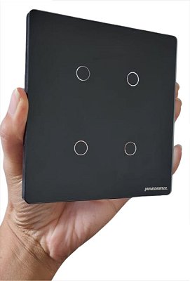 Espelho Interruptor 4 Botões Novadigital 4x4 Preto