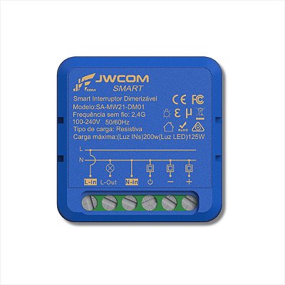 Módulo Mini Relé Inteligente JWCOM Wi-Fi 1 CanalDimmer Tuya