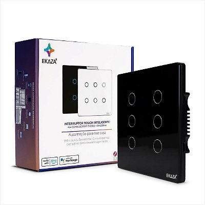 Interruptor Touch Zigbee EKAZA Touch 6 Botões 4x4 Preto