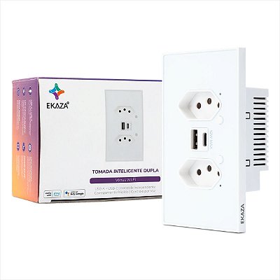 Tomada Inteligente Dupla Vênus Ekaza Branco