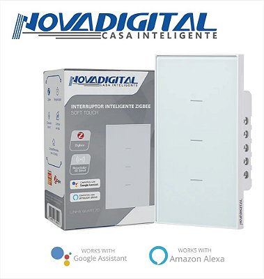 Interruptor Inteligente NovaDigital 3 Botões Zigbee Quartzo