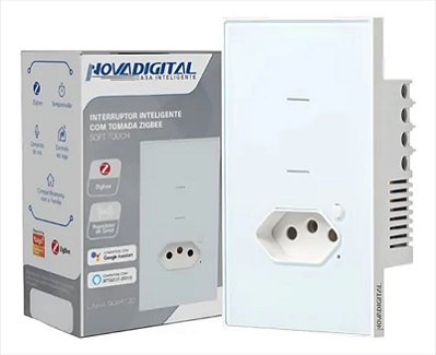Interruptor Quartzo 2 Botões 1 tomada NovaDigital Zigbee