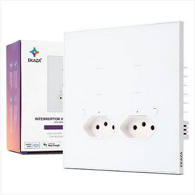 Interruptor Inteligente Vênus 4 Botões 2 tomadas EKAZA WiFi