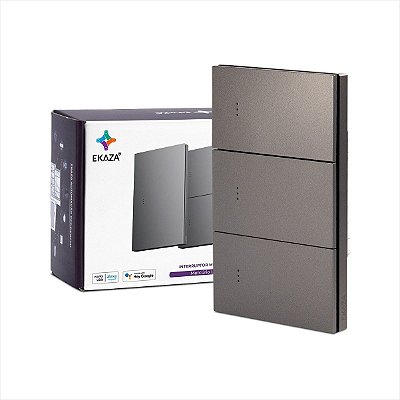 Interruptor EKAZA Mercúrio Lite 3 Teclas Físicas Zigbee 4x2 Cinza
