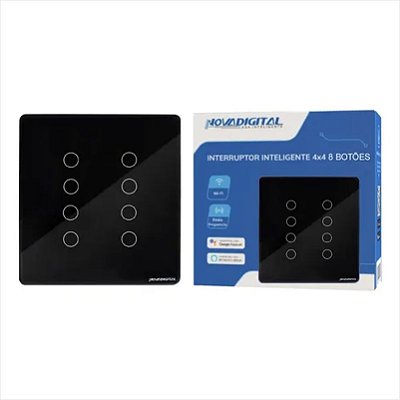 Interruptor Touch Wi-Fi 6 Botões NovaDigital 4x4 Preto