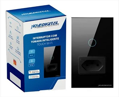 Interruptor WiFi NovaDigital 1 Botão Tomada 20A 4x2 Preto