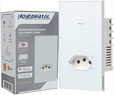 Interruptor Quartzo Zigbee NovaDigital 1 Botão 1 Tomada 4x2 Branco - G7