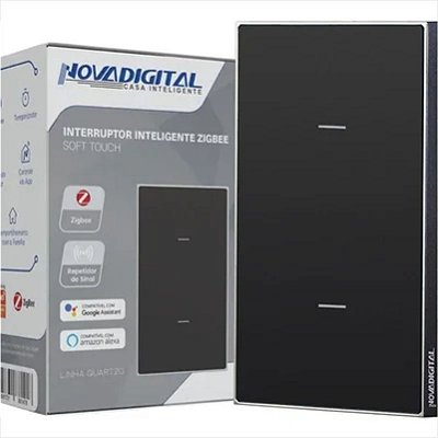 Interruptor Quartzo 2 Botões NovaDigital Zigbee Preto - G18